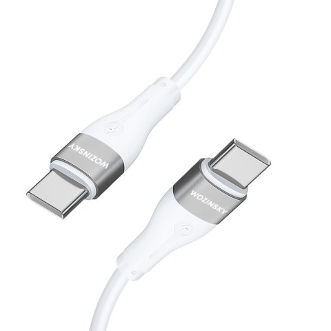 Trwały elastyczny kabel przewód USB-C - USB-C PD 65W 2m biały Trwały elastyczny kabel przewód USB-C - USB-C PD 65W 2m biały