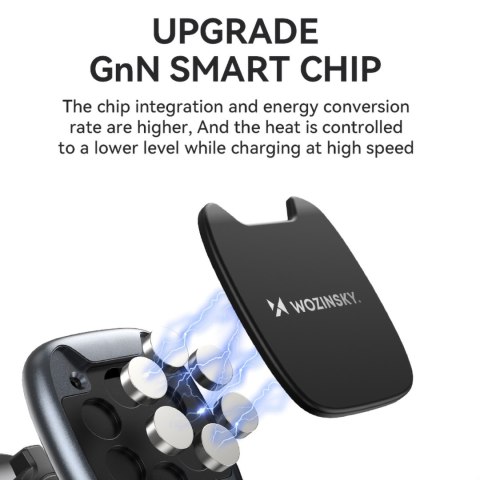 Uchwyt na telefon magnetyczny na kratkę nawiewu w samochodzie czarny Uchwyt na telefon magnetyczny na kratkę nawiewu w samochodzie czarny