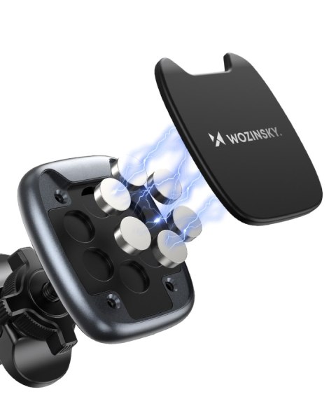 Uchwyt na telefon magnetyczny na kratkę nawiewu w samochodzie czarny Uchwyt na telefon magnetyczny na kratkę nawiewu w samochodzie czarny