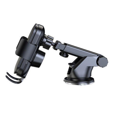 Uchwyt na telefon z ładowarką indukcyjną 15W na deskę rozdzielczą samochodu czarny Uchwyt na telefon z ładowarką indukcyjną 15W na deskę rozdzielczą samochodu czarny