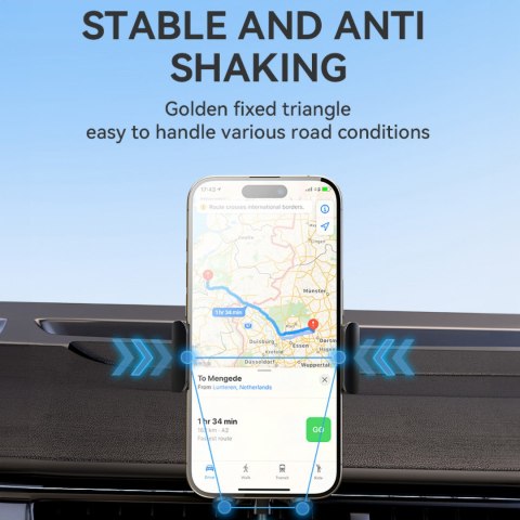 Uchwyt na telefon z ładowarką indukcyjną 15W na deskę rozdzielczą samochodu czarny Uchwyt na telefon z ładowarką indukcyjną 15W na deskę rozdzielczą samochodu czarny