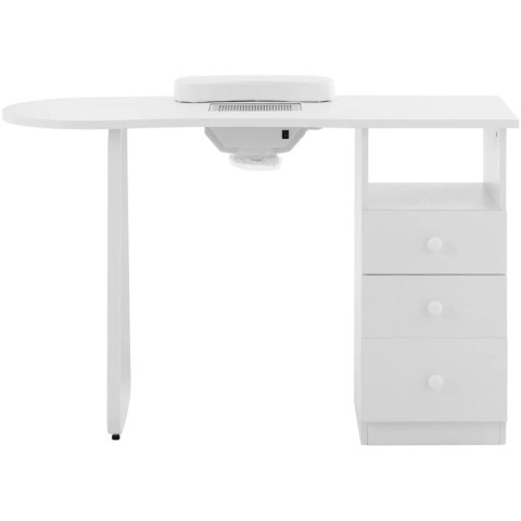 Biurko kosmetyczne do manicure z pochłaniaczem pyłu 120 x 45 cm - białe Biurko kosmetyczne do manicure z pochłaniaczem pyłu 120 x 45 cm - białe