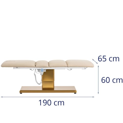 Fotel kosmetyczny do masażu tatuażu SPA 150 kg VITERBO - beżowo złoty Fotel kosmetyczny do masażu tatuażu SPA 150 kg VITERBO - beżowo złoty