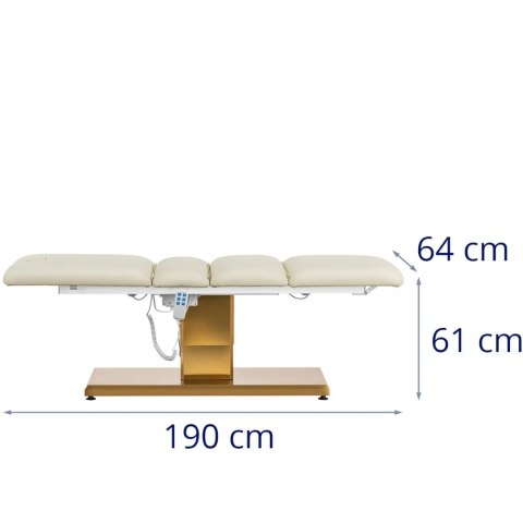 Fotel kosmetyczny do masażu tatuażu SPA 150 kg VITERBO - kremowo złoty Fotel kosmetyczny do masażu tatuażu SPA 150 kg VITERBO - kremowo złoty