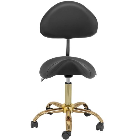 Krzesło kosmetyczne siodłowe z oparciem regulowane MANNHEIM czarno-złote Krzesło kosmetyczne siodłowe z oparciem regulowane MANNHEIM czarno-złote