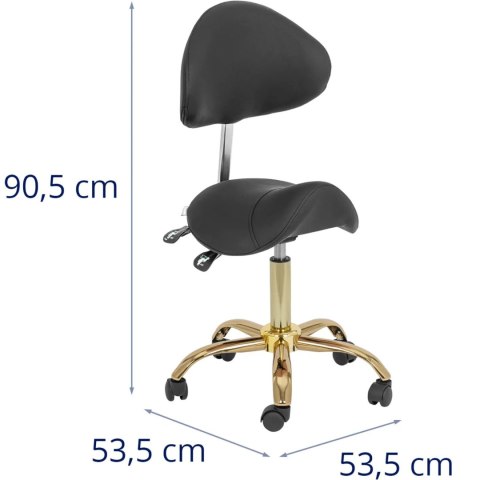 Krzesło kosmetyczne siodłowe z oparciem regulowane MANNHEIM czarno-złote Krzesło kosmetyczne siodłowe z oparciem regulowane MANNHEIM czarno-złote