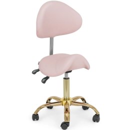 Krzesło kosmetyczne siodłowe z oparciem regulowane MANNHEIM różowo-złote