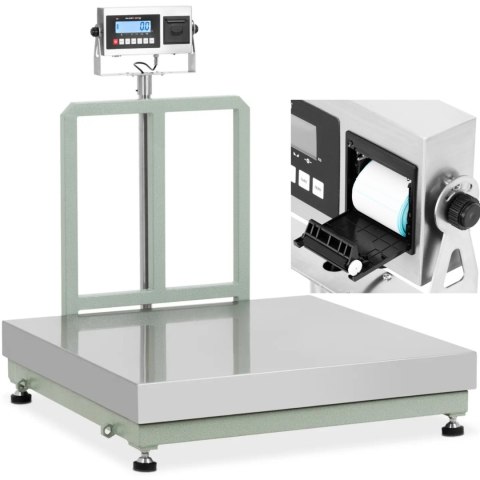 Waga platformowa z drukarką etykiet LCD 100 x 100 cm 800 kg / 100 g Waga platformowa z drukarką etykiet LCD 100 x 100 cm 800 kg / 100 g