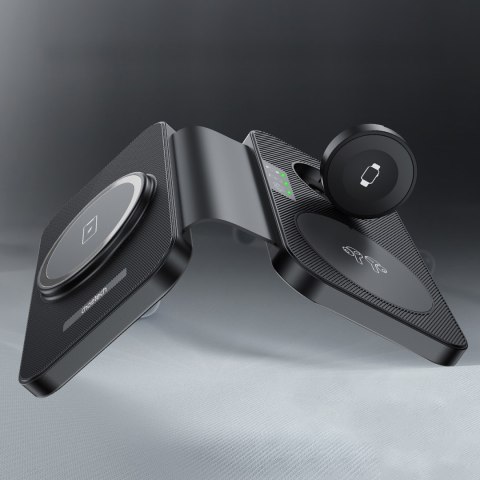 3w1 Ładowarka indukcyjna dla Apple i Samsung + funkcja stojaka - czarna 3w1 Ładowarka indukcyjna dla Apple i Samsung + funkcja stojaka - czarna