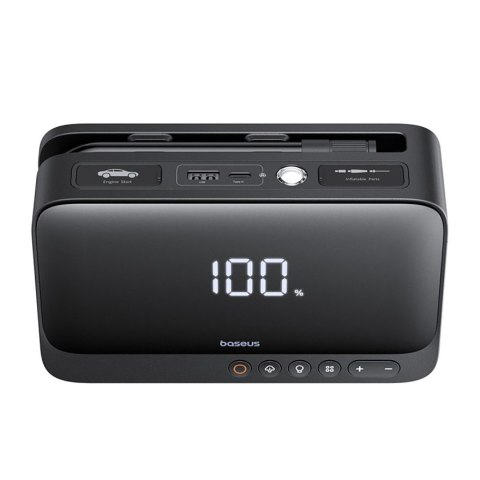 4w1 Jump starter 600A z latarką powerbankiem 6000mAh kompresorem Super Energy - czarny 4w1 Jump starter 600A z latarką powerbankiem 6000mAh kompresorem Super Energy - czarny