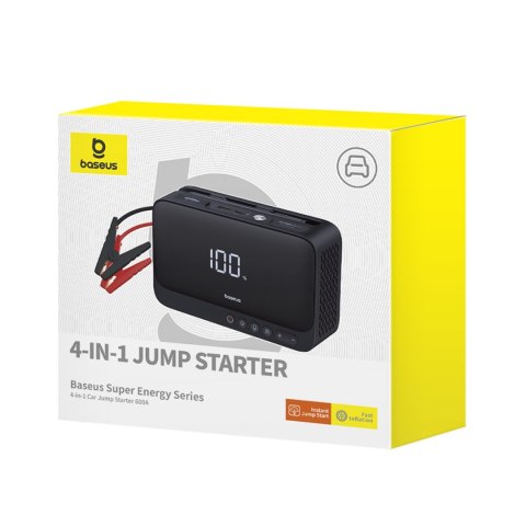 4w1 Jump starter 600A z latarką powerbankiem 6000mAh kompresorem Super Energy - czarny 4w1 Jump starter 600A z latarką powerbankiem 6000mAh kompresorem Super Energy - czarny