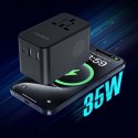 Adapter ładowarka podróżna 35W EU / US / AUS / UK z wbudowanym kablem USB-C - czarny Adapter ładowarka podróżna 35W EU / US / AUS / UK z wbudowanym kablem USB-C - czarny