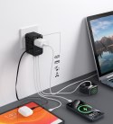 Adapter ładowarka podróżna 70W EU / US / AUS / UK z wbudowanym kablem USB-C - czarny Adapter ładowarka podróżna 70W EU / US / AUS / UK z wbudowanym kablem USB-C - czarny