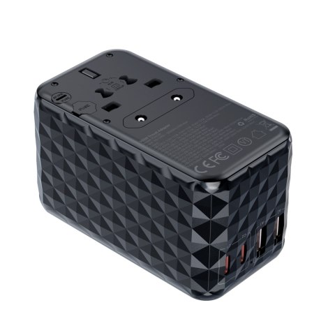 Adapter ładowarka podróżna EU / US / AUS / UK 2x USB-C 2x USB-A 100W - czarny Adapter ładowarka podróżna EU / US / AUS / UK 2x USB-C 2x USB-A 100W - czarny