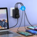 Adapter ładowarka podróżna EU / US / AUS / UK 2x USB-C 2x USB-A 100W - czarny Adapter ładowarka podróżna EU / US / AUS / UK 2x USB-C 2x USB-A 100W - czarny
