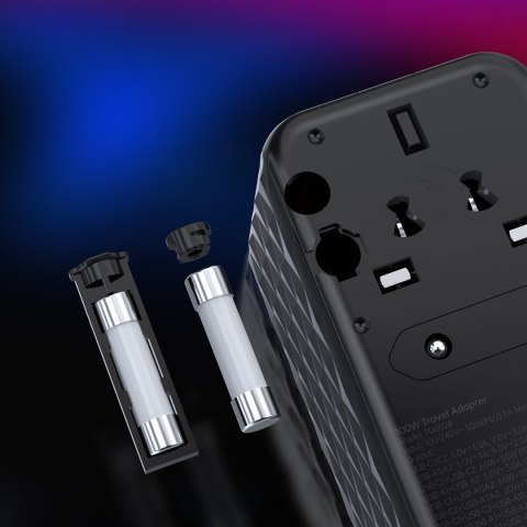 Adapter ładowarka podróżna EU / US / AUS / UK 2x USB-C 2x USB-A 100W - czarny Adapter ładowarka podróżna EU / US / AUS / UK 2x USB-C 2x USB-A 100W - czarny