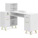 Biurko kosmetyczne do manicure 2 szuflady 2 szafki - biało złote Biurko kosmetyczne do manicure 2 szuflady 2 szafki - biało złote