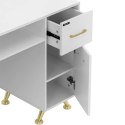 Biurko kosmetyczne do manicure 2 szuflady 2 szafki - biało złote Biurko kosmetyczne do manicure 2 szuflady 2 szafki - biało złote