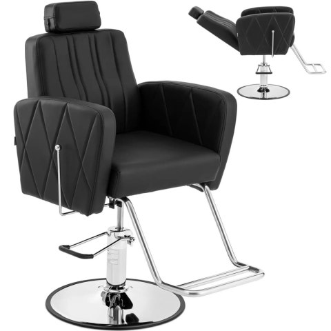 Fotel fryzjerski barberski kosmetyczny z podnóżkiem Physa DUDLEY - czarno srebrny Fotel fryzjerski barberski kosmetyczny z podnóżkiem Physa DUDLEY - czarno srebrny
