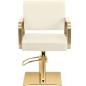 Fotel fryzjerski barberski kosmetyczny z podnóżkiem Physa OTLEY - kremowo złoty
