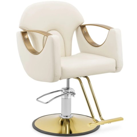 Fotel fryzjerski barberski z podnóżkiem BARTON - kremowy Fotel fryzjerski barberski z podnóżkiem BARTON - kremowy