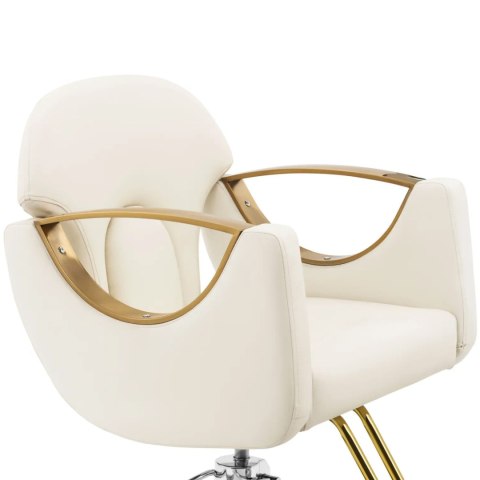 Fotel fryzjerski barberski z podnóżkiem BARTON - kremowy Fotel fryzjerski barberski z podnóżkiem BARTON - kremowy
