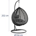 Fotel wiszący kosz kokon ogrodowy huśtawka wolnostojąca do 150 kg Fotel wiszący kosz kokon ogrodowy huśtawka wolnostojąca do 150 kg