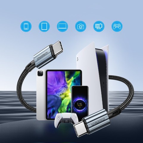 Kabel przewód USB-C - USB-C PD 60W w oplocie XCC-1014 - szary Kabel przewód USB-C - USB-C PD 60W w oplocie XCC-1014 - szary