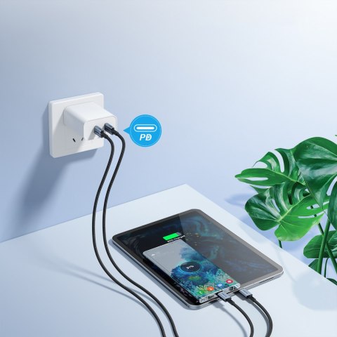 Kabel przewód USB-C - USB-C PD 60W w oplocie XCC-1014 - szary Kabel przewód USB-C - USB-C PD 60W w oplocie XCC-1014 - szary