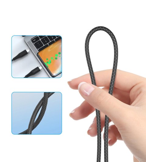 Kabel przewód USB-C-USB-C z organizererm magnetycznym PD 3.1 240W 1.8m - czarny Kabel przewód USB-C-USB-C z organizererm magnetycznym PD 3.1 240W 1.8m - czarny
