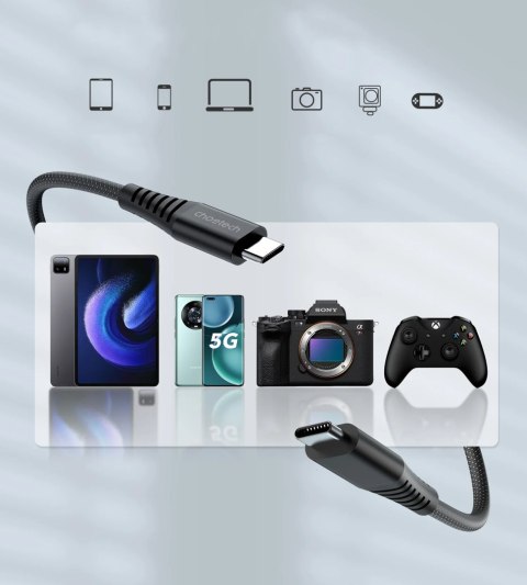 Kabel przewód USB-C-USB-C z organizererm magnetycznym PD 3.1 240W 1.8m - czarny Kabel przewód USB-C-USB-C z organizererm magnetycznym PD 3.1 240W 1.8m - czarny