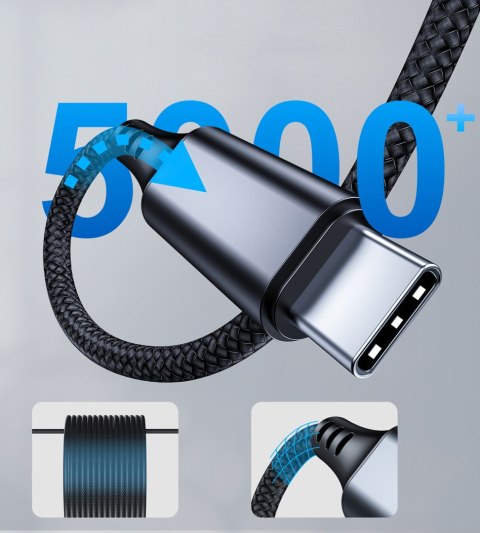 Kabel przewód audio AUX USB-C - mini jack 3.5mm 1m - czarny