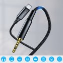 Kabel przewód audio AUX USB-C - mini jack 3.5mm 2 m - czarny Kabel przewód audio AUX USB-C - mini jack 3.5mm 2 m - czarny