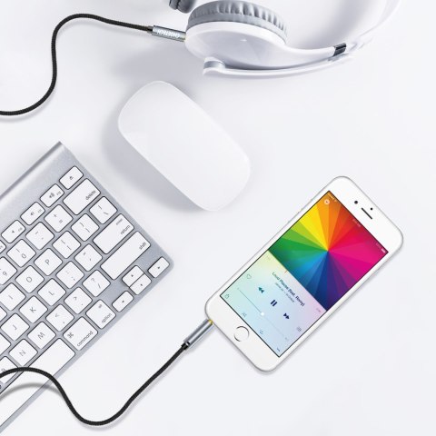 Kabel przewód audio AUX do głośnika 2x mini jack 3.5mm męski 1.2m - czarny Kabel przewód audio AUX do głośnika 2x mini jack 3.5mm męski 1.2m - czarny