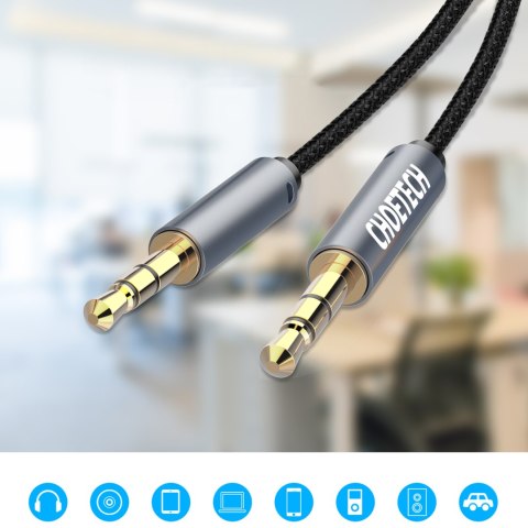 Kabel przewód audio AUX do głośnika 2x mini jack 3.5mm męski 1.2m - czarny Kabel przewód audio AUX do głośnika 2x mini jack 3.5mm męski 1.2m - czarny