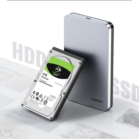 Kieszeń na dysk twardy 2.5'' SATA 3.0 6Gbps + kabel USB-C 0.5m - srebrny