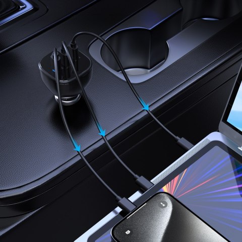 Ładowarka samochodowa 160W 2x USB-C PD 3.1 1x USB-A - czarna Ładowarka samochodowa 160W 2x USB-C PD 3.1 1x USB-A - czarna