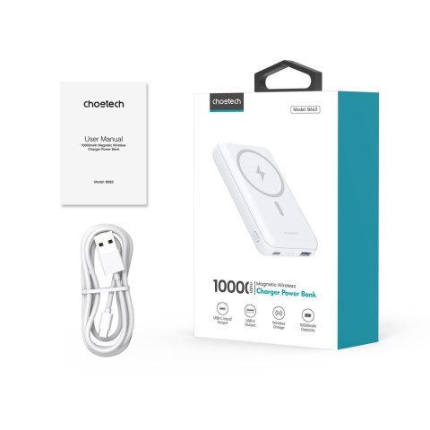 Powerbank 10000 mAh 20W MagSafe USB-A USB-C funkcja podstawki - biały Powerbank 10000 mAh 20W MagSafe USB-A USB-C funkcja podstawki - biały