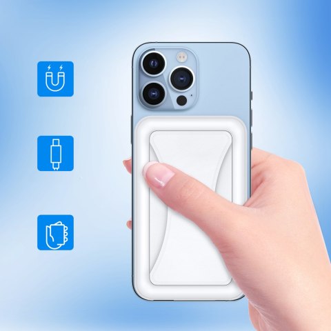 Powerbank 10000 mAh 20W MagSafe USB-A USB-C funkcja podstawki - biały Powerbank 10000 mAh 20W MagSafe USB-A USB-C funkcja podstawki - biały