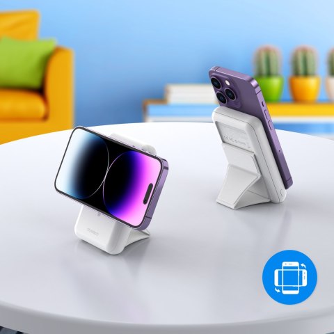 Powerbank 10000 mAh 20W MagSafe USB-A USB-C funkcja podstawki - biały Powerbank 10000 mAh 20W MagSafe USB-A USB-C funkcja podstawki - biały