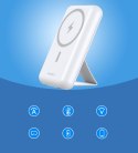Powerbank 10000 mAh 20W MagSafe USB-A USB-C funkcja podstawki - biały Powerbank 10000 mAh 20W MagSafe USB-A USB-C funkcja podstawki - biały