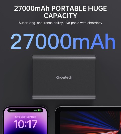 Powerbank stacja zasilania 27000 mAh 2x USB-A 2x USB-C 100W - czarny Powerbank stacja zasilania 27000 mAh 2x USB-A 2x USB-C 100W - czarny