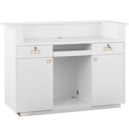 Recepcja lada recepcyjna do salonu hotelu z oświetleniem zamykana - biało złota