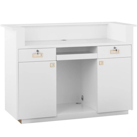 Recepcja lada recepcyjna do salonu hotelu z oświetleniem zamykana - biało złota Recepcja lada recepcyjna do salonu hotelu z oświetleniem zamykana - biało złota