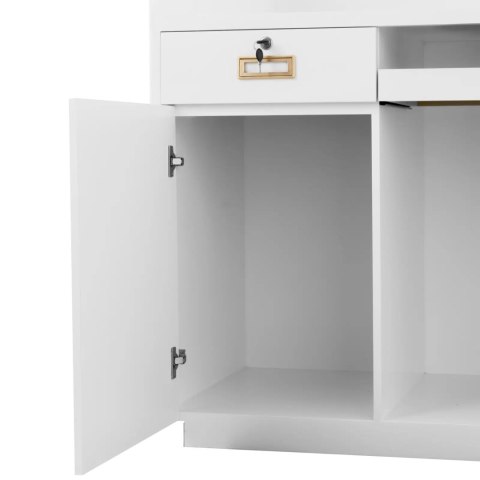 Recepcja lada recepcyjna do salonu hotelu z oświetleniem zamykana - biało złota Recepcja lada recepcyjna do salonu hotelu z oświetleniem zamykana - biało złota