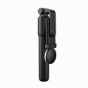 Selfie stick teleskopowy z pilotem + lamkpa LED stojak tripod na telefon 1m - czarny