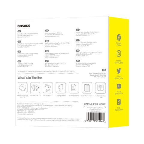 Słuchawki bezprzewodowe Bowie E19 TWS dokanałowe USB-C - czarne Słuchawki bezprzewodowe Bowie E19 TWS dokanałowe USB-C - czarne