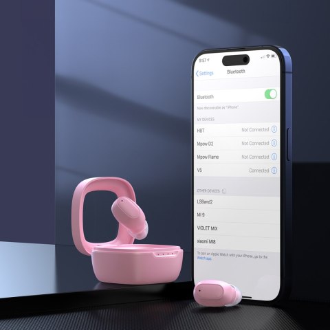 Słuchawki dokanałowe MEMS bezprzewodowe TWS Bluetooth 5.3 - różowe Słuchawki dokanałowe MEMS bezprzewodowe TWS Bluetooth 5.3 - różowe