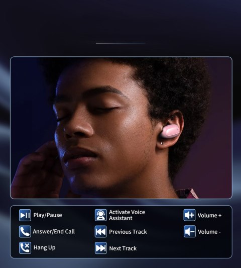 Słuchawki dokanałowe MEMS bezprzewodowe TWS Bluetooth 5.3 - różowe Słuchawki dokanałowe MEMS bezprzewodowe TWS Bluetooth 5.3 - różowe
