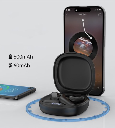 Słuchawki douszne OWS bezprzewodowe TWS Bluetooth 5.3 - czarne Słuchawki douszne OWS bezprzewodowe TWS Bluetooth 5.3 - czarne